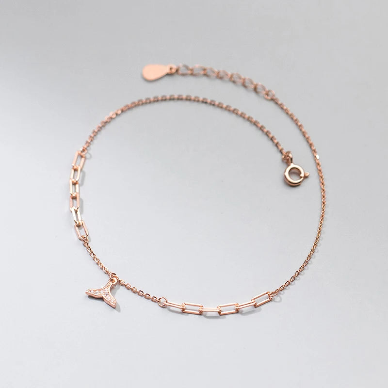 925 Silver Fishtail Anklet Leg Bracelet Chain Summer Accessories