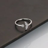 925 Silver Fishtail Zircon Ring for Women Fairy Engagement Adjustable Jewelry
