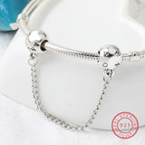 925 Silver Letter Stopper Charm Bracelet Safety Chain Beads DIY Jewelry