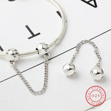 925 Silver Letter Stopper Charm Bracelet Safety Chain Beads DIY Jewelry