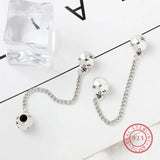 925 Silver Letter Stopper Charm Bracelet Safety Chain Beads DIY Jewelry