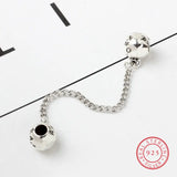925 Silver Letter Stopper Charm Bracelet Safety Chain Beads DIY Jewelry