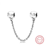 925 Silver Letter Stopper Charm Bracelet Safety Chain Beads DIY Jewelry