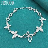 925 Silver Butterfly Chain Bracelet for Women Men