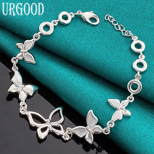 925 Silver Butterfly Chain Bracelet for Women Men