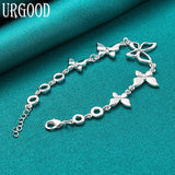 925 Silver Butterfly Chain Bracelet for Women Men