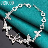 925 Silver Butterfly Chain Bracelet for Women Men