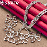 925 Silver 5 Butterfly Snake Chain Necklace for Women