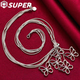 925 Silver 5 Butterfly Snake Chain Necklace for Women