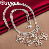 925 Silver 5 Butterfly Snake Chain Necklace for Women