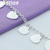 925 Silver Heart Carving Bracelet for Women Party Wedding Gift
