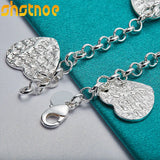 925 Silver Heart Carving Bracelet for Women Party Wedding Gift