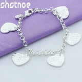 925 Silver Heart Carving Bracelet for Women Party Wedding Gift