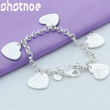 925 Silver Heart Carving Bracelet for Women Party Wedding Gift