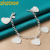 925 Silver Heart Carving Bracelet for Women Party Wedding Gift