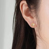 925 Silver 5 Petal Snowflake Stud Earrings Romantic Zircon Christmas Jewelry