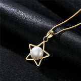925 Silver Star Pearl Pendant Necklace Women