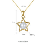 925 Silver Star Pearl Pendant Necklace Women