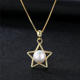 925 Silver Star Pearl Pendant Necklace Women