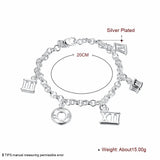 925 Silver Roman Numerals Bracelet Women Charm Wedding Jewelry