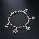 925 Silver Roman Numerals Bracelet Women Charm Wedding Jewelry