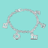925 Silver Roman Numerals Bracelet Women Charm Wedding Jewelry