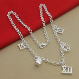 925 Silver Roman Numeral Pendant Necklace For Women - Wedding Charm Jewelry