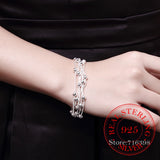 925 Sterling Silver Five Snake Chain Bracelet Smooth Bead Silver Bracelet