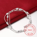 925 Sterling Silver Five Snake Chain Bracelet Smooth Bead Silver Bracelet