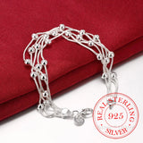 925 Sterling Silver Five Snake Chain Bracelet Smooth Bead Silver Bracelet