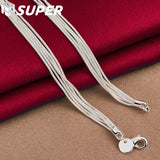 925 Silver 5 Snake Chain Starfish Necklace Wedding Jewelry