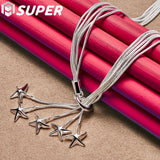 925 Silver 5 Snake Chain Starfish Necklace Wedding Jewelry