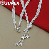 925 Silver 5 Snake Chain Starfish Necklace Wedding Jewelry