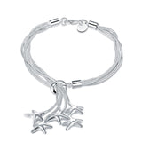 925 Silver Starfish Snake Bracelet Women Party Engagement Wedding Gift