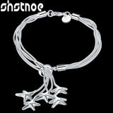 925 Silver Starfish Snake Bracelet Women Party Engagement Wedding Gift