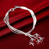925 Silver Starfish Bracelet Women Charm Wedding Jewelry