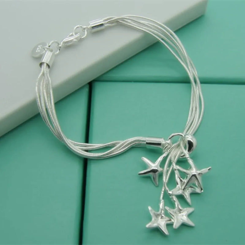 925 Silver Starfish Chain Bracelet for Women