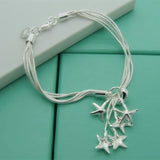 925 Silver Starfish Chain Bracelet for Women