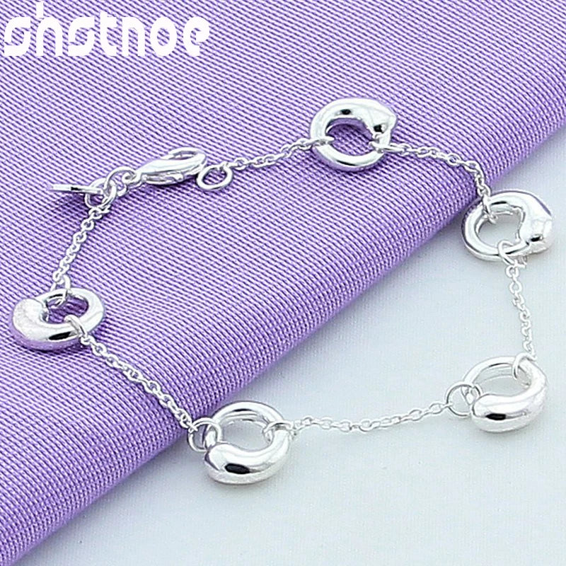 925 Sterling Silver Water Drop Chain Bracelet Women Party Gift Jewelry