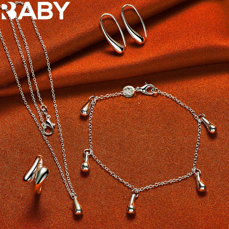 925 Silver Water Droplet Jewelry Set for Women