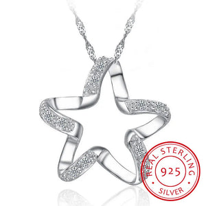 925 Silver Starfish CZ Pendant Necklace for Anniversary Gift