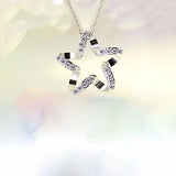 925 Silver Starfish CZ Pendant Necklace for Anniversary Gift