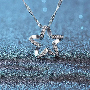 925 Silver Starfish CZ Pendant Necklace for Anniversary Gift