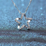 925 Silver Starfish CZ Pendant Necklace for Anniversary Gift