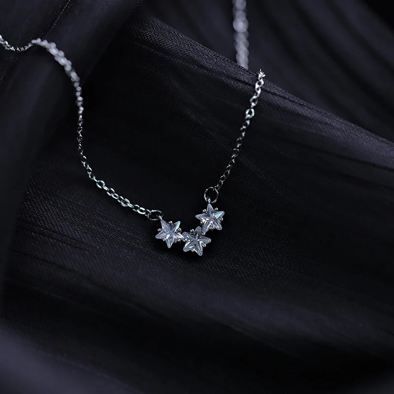 925 Silver Star Necklace Zircon Star Pendant Wedding Jewelry