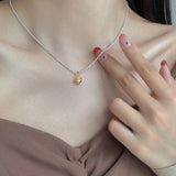 925 Sterling Silver Flash Chain Love Clavicle Necklace Female Summer Sweet Wind
