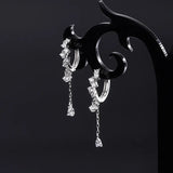 925 Silver Flash Drill Water Drop Ear Button Earring for Women