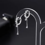 925 Silver Flash Drill Water Drop Ear Button Earring for Women