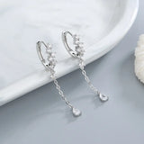 925 Silver Flash Drill Water Drop Ear Button Earring for Women