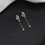 925 Silver Flash Drill Water Drop Ear Button Earring for Women